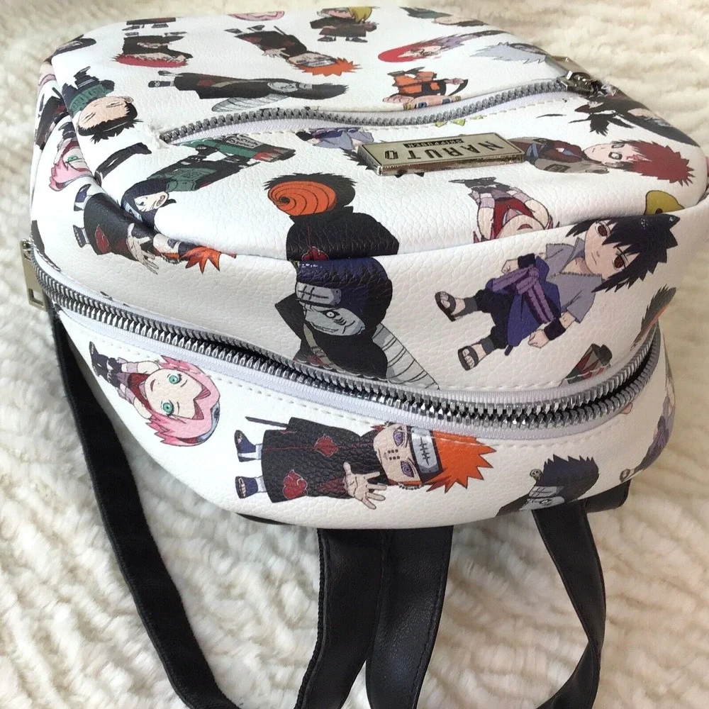 Naruto Backpack Shippuden Allover Chibi Character Faux Leather Mini Tote Bag